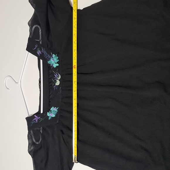 🟡Flower Flowy Blouse Black S - Picture 8 of 9